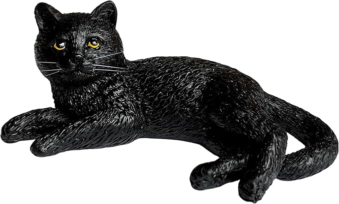 Mini Resin Cat Statue, Simulated Feline Figurine, Black Kitten Sculpture for Home Decor Kitty Pet Memorial Statue for Garden