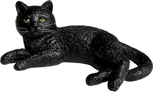 Mini Resin Cat Statue, Simulated Feline Figurine, Black Kitten Sculpture for Home Decor Kitty Pet Memorial Statue for Garden