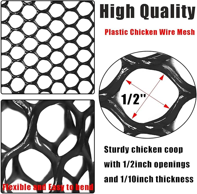Upgraded 15.7IN x 33FT ABS Plastic Chicken Wire Fence Mesh, Poultry Fencing, Hexagonal Fencing Wire for Gardening, Construction Barrier Netting, Chicken Wire Frame Crafts, Floral Netting