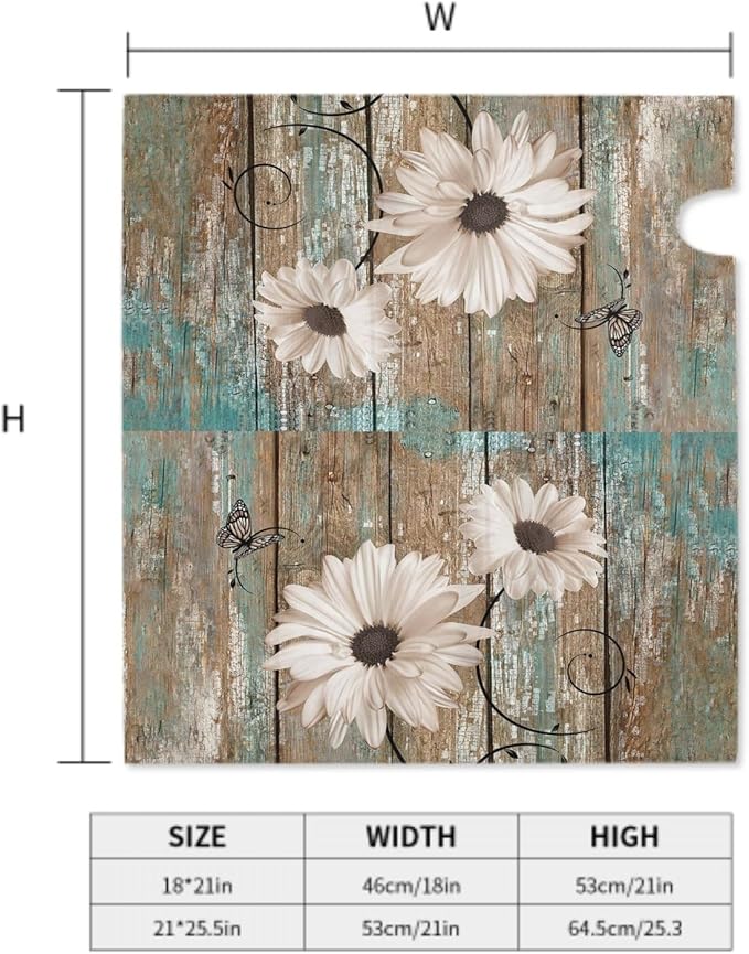 Rustic Daisy Board Mailbox Cover Magnetic, White Sunflowers Vintage Wood Grain Plank Mailbox Wrap Letter Post Box Cover for Yard Garden Outside Home Decor, Large Size 25.5x21 Inch