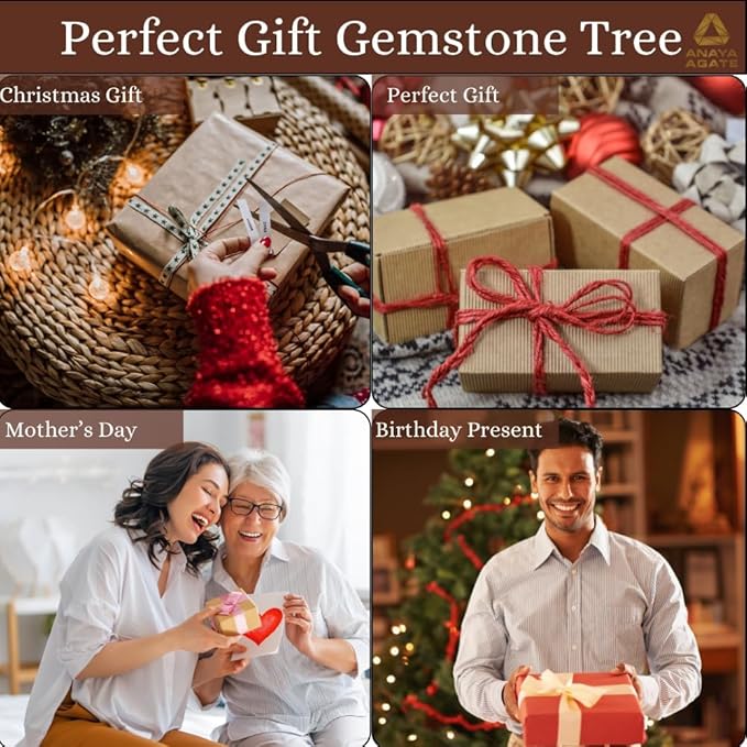 Chakra Tree of Life Gift Sets Crystal Tree Set of 12 Unique Birthday Gifts for Women, Sister, Mom, Home Office Decor, Shelf Desk Decoration for Positive Energy, Bring Good Luck, Money, Reiki Healing