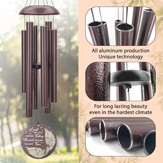 Personalized Sympathy Wind Chime, Wind Chimes for Loss of Loved Father/Mother/Lover, Commemorative Sympathy Bereavement Gifts for Condolences/Funeral, Product in USA