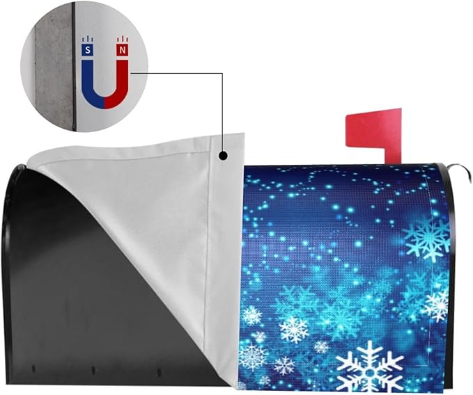 DADABULIU Mailbox Covers Christmas Snowflake Blue Xmas Winter Magnetic Letter Post Box Cover Standard Size 21 x 18 Inch Garden Yard Home Decorative