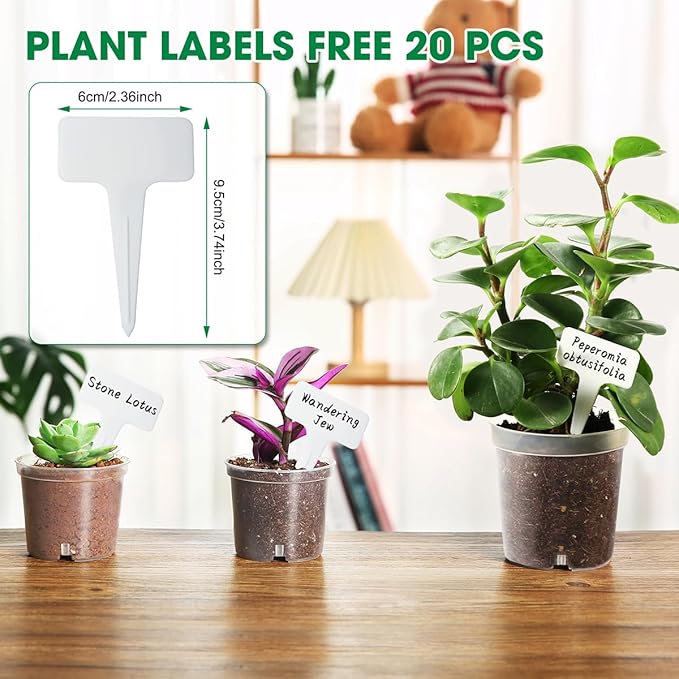 4.3 Inch Clear Nursery Pots for Plants, Transparent Plastic Plant Pots with Drain Holes, Seed Starter Pots with 20 Plant Labels for Flowers Vegetable Seedlings 20 Packs