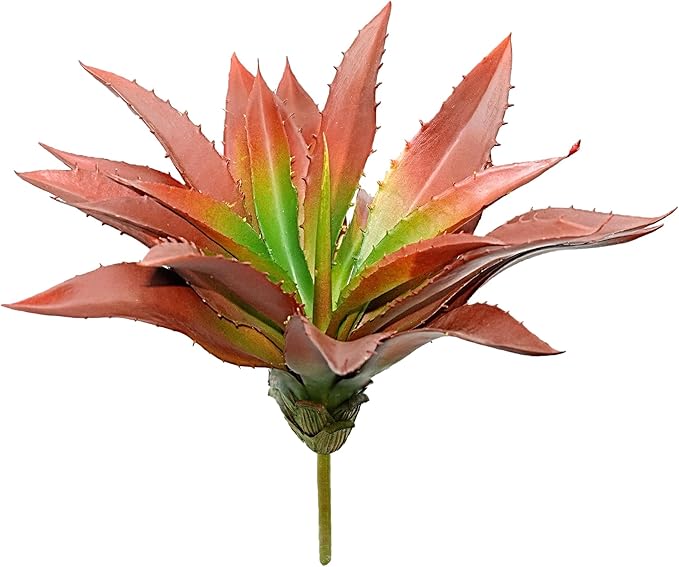 Large 12.6" Artificial Succulents Aloe Plants Real Touch Fake Flowers Unpotted, Fake Agave Perfect for Home, Wedding, Festival Arrangement Fake Succulent Aloe Vera Plant (1, Green-Red)