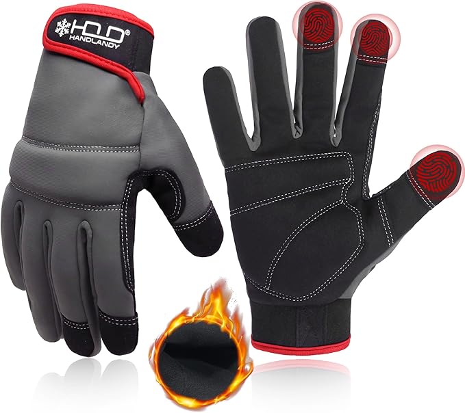 HANDLANDY Work Gloves for Men & Women, Utility Mechanic Working Gloves Touch Screen, Flexible Yard Work Gloves