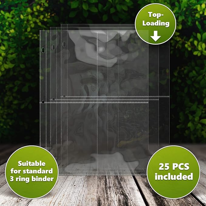 Seed Storage Organizer Sleeves (25 Pack) 4 Pocket Garden Seed Organizer, Slot Size 3.5x5 Clear Sleeves for Seed Packet Storage, Seed Keeper, Seed Organizer Binder (25 Pack, 3.5 x 5.25'' - 4 Pocket)