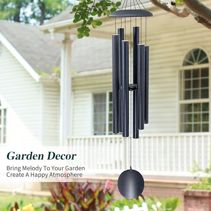 ASTARIN 45-Inch Wind Chimes for Outdoors,Memorial Wind Chimes Large with 6 Heavy Tubes, Gift for Mom Women Grandma Neighbors,Large Deep Tone for Garden Hanging Decor, Sympathy Gifts,Midnight Blue