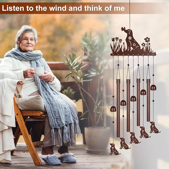 Dog Wind Chimes for Outside,Memorial Wind Chimes Gifts for Women and Grandma,Patio Garden Decor,Windchime in Loving Memory Outdoor Decoration for Yard, Patio, Porch, Lawn, Landscape