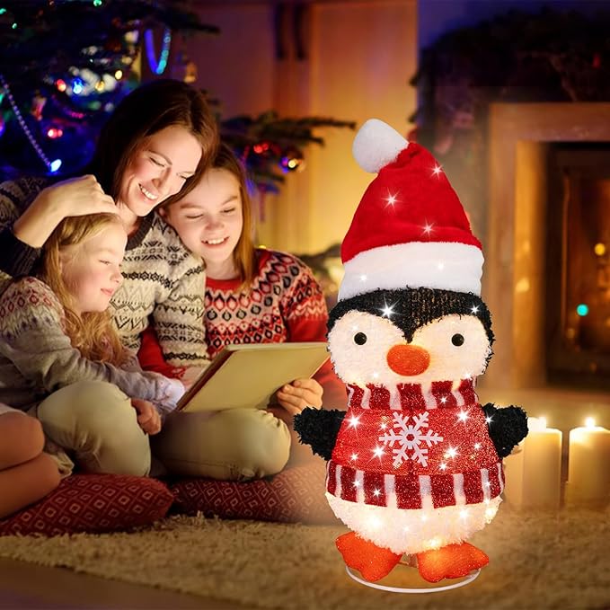 Christmas Penguin Lighted Outdoor Dexoration, Outdoor Lighted Decoration Penguin Xmas Warm Lights Outside Table Lamps Decor, Plug in Outdoor Holiday Decorations for Home, Yard, Garden