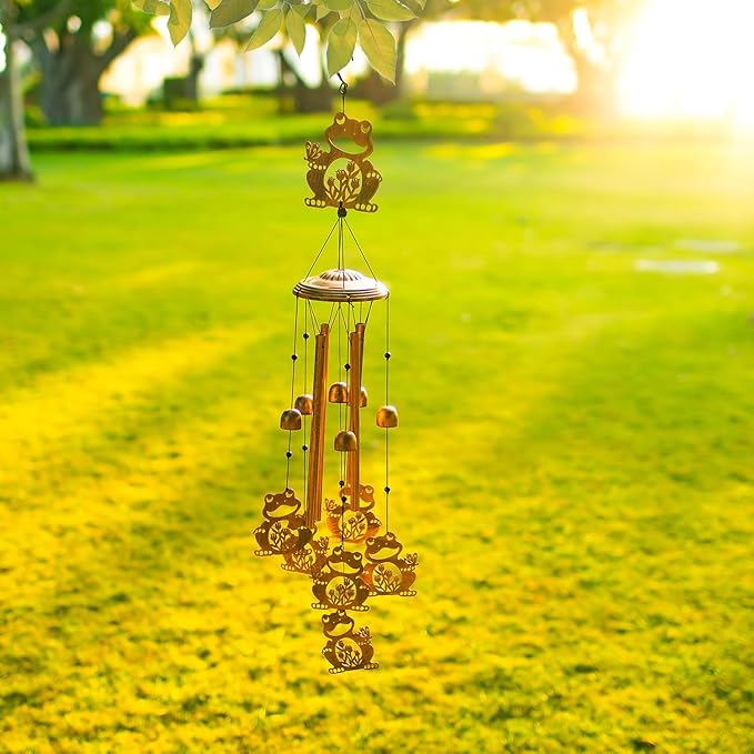 Frog Wind Chimes Outdoor Frog Gifts for Women Men Mom Gardening Birthday Gifts Metal Memorial WindChimes for Outside/Indoors, Lawn, Patio, Yard Art, Garden Decor, Yard Decorations
