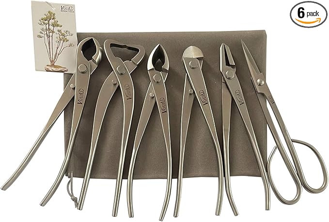 6-Piece Bonsai Tool Set,Knob Cutter,Trunk Splitter,Concave Cutter,Wire Cutter,Jin Pliers,Bonsai Scissors