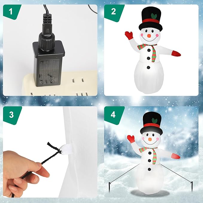 8FT Christmas Inflatable Snowman, IP65 Lighted Blow Up Gentle Snowman with LED Lights, Automatic Inflation Yard Decorations for Lawn Garden Holiday Decor