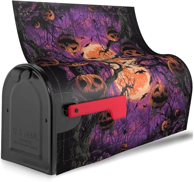 Halloween Moon Mailbox Covers Magnetic Letterbox Covers 21x18 Inch for Garden Outdoor Decoration