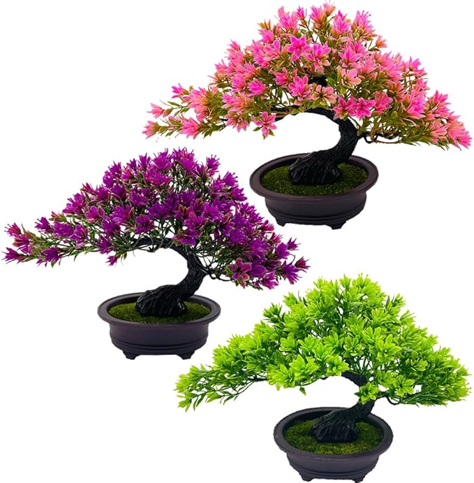 Artificial Plants Greenery Bonsai, Room Decor Fake Bonsai Tree Faux Plants for Home Decor Indoor Bookshelf Office Desk Bathroom Farmhouse Decor, Tall 9.5"