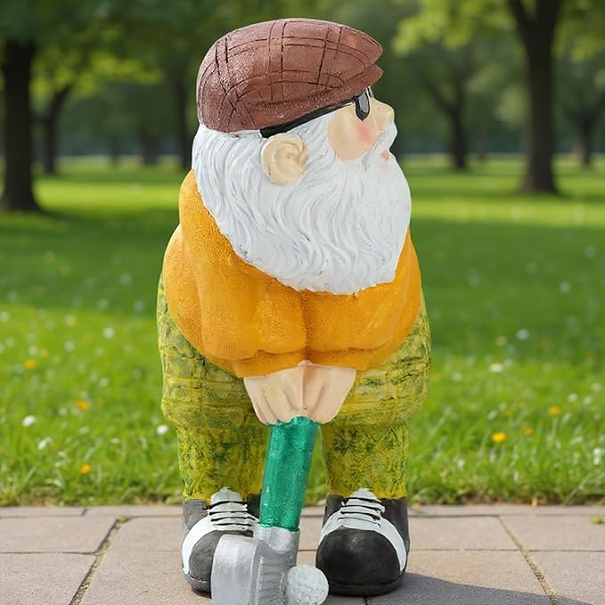 Golf Gnomes Statues, Funny Tiny Ornament Decor for Garden Yard Patio Porch Lawn Bookshelf Home, 7.8" H × 5.1" L × 4.1" W