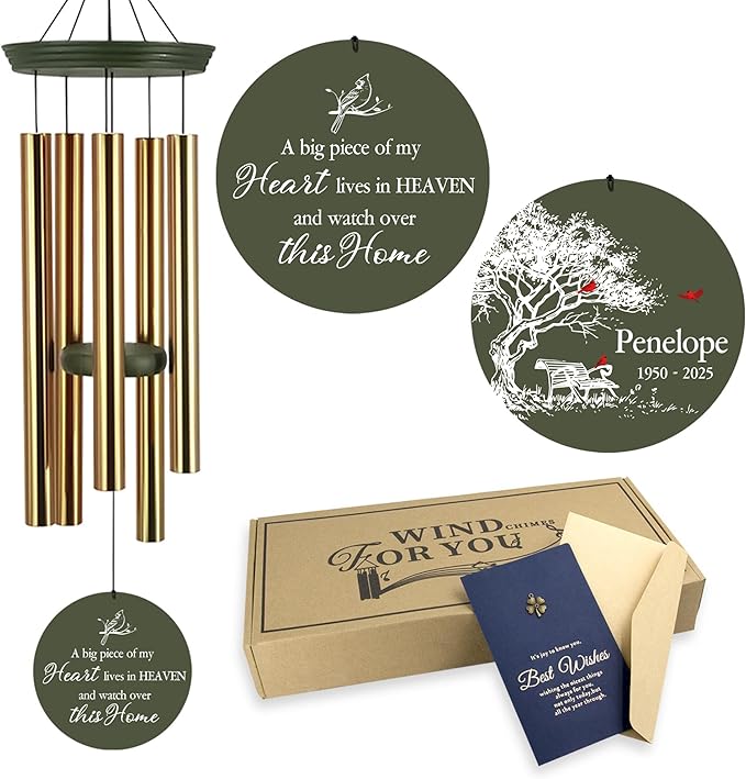 ASTARIN Personalized Wind Chimes Memorial, 30/36 in Cardinal Memorial Wind Chimes, Life Tree Custom Sympathy Gifts in Loving Memory of Mom/Dad, Wind Chime for Loss of Loved Ones(Produced in USA)