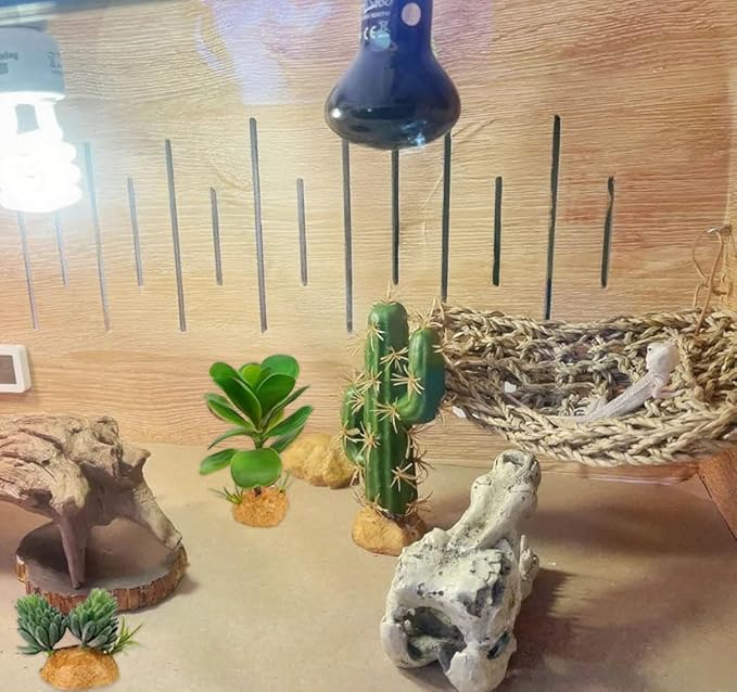 Fake Reptile Plants, Desert Reptile Plants Succulent kit, Reptile Terrarium Decorative, 4 Pcs, Faux Cactus Plants for Bearded Dragon Tank Decor, Cactus Terrarium Decor