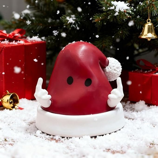 Christmas Hat Figurines Decorations Indoor Cute Xmas Hat Figurines with Gestures Design for Holiday Decor Desktop Decorations for Table Fireplace Mantle Winter Xmas Gifts
