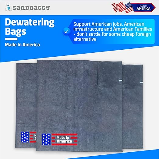Sandbaggy Dewatering Bags - Made in America - Filters Sediment, Silt, Oil, Sludge - Use for Construction Sites, Dredging - Material: Non Woven Geotextile Fabric (3 ft x 4 ft, 1)