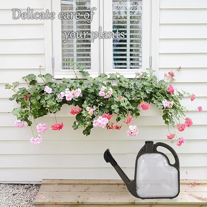Foldable Watering Can 0.8 Gallon Transparent Plastic with Long Spout & Ergonomic Handle, Compact for Indoor Outdoor Plants (Army Green)