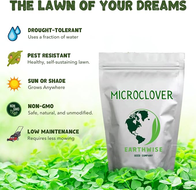 Earthwise Microclover Alternative Lawn - 1/2lb - Covers 250sqft (500sqft if Broadcasting)