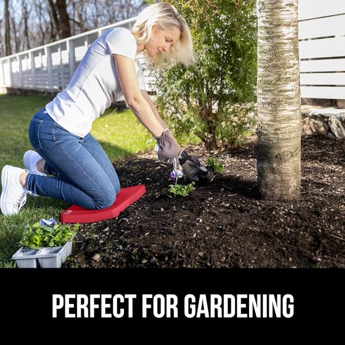 GORILLA GRIP Extra Thick Patent Pending Soft Foam Kneeling Pad, 2 PK, Supportive Large Cushion Knee Pads for Gardening, Baby Bath, Dirt and Water Resistant, Workout and Garden Supplies, 17.5x11, Red