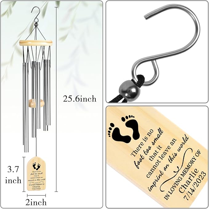Loss of Baby Sympathy Gifts, Jocidea Baby Memorial Wind Chime, Infant Loss Gifts, Miscarriage Memorial, in Memory of Baby Loss, Loss of Child Personalized Gift
