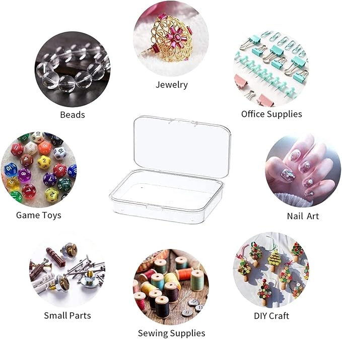 12 Pcs Mini Plastic Storage Containers Box with Lid, 3.5x2.4 Inches Clear Rectangle Box for Collecting Small Items, Beads, Game Pieces, Business Cards, Crafts Accessories