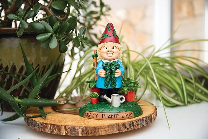 BigMouth Inc Crazy Plant Lady Garden Gnome Statue, Funny Outdoor Lawn & Yard Figurine, Housewarming Gag Gift Sculpture Decorations