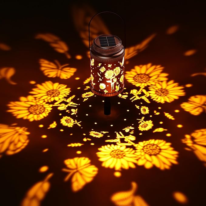 Cooo 6 Pack Solar Pathway Lights & Solar Lanterns Outdoor Waterproof Landscape Path Lights Christmas Lights Gifts for Women Mom Grandma for Garden Yard Patio Backyard Porch Decor- Rose Gold Sunflower