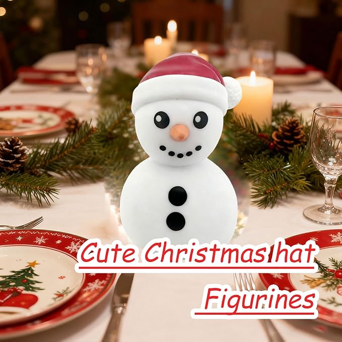 1 Pcs Christmas Snowman Figurines Cute Unique Snowman Design Mini Figurines Desk Ornament Decorations Indoor for Christmas Decor Winter Home Table Bedroom Office Desktop Display Ornaments
