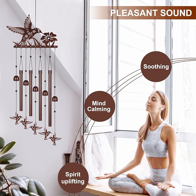 Hummingbird Wind Chimes for Outside,Memorial Wind Chimes Gifts for Women and Grandma，Patio Garden Decor,Windchime in Loving Memory Outdoor Decoration for Yard, Patio, Porch, Lawn, Landscape