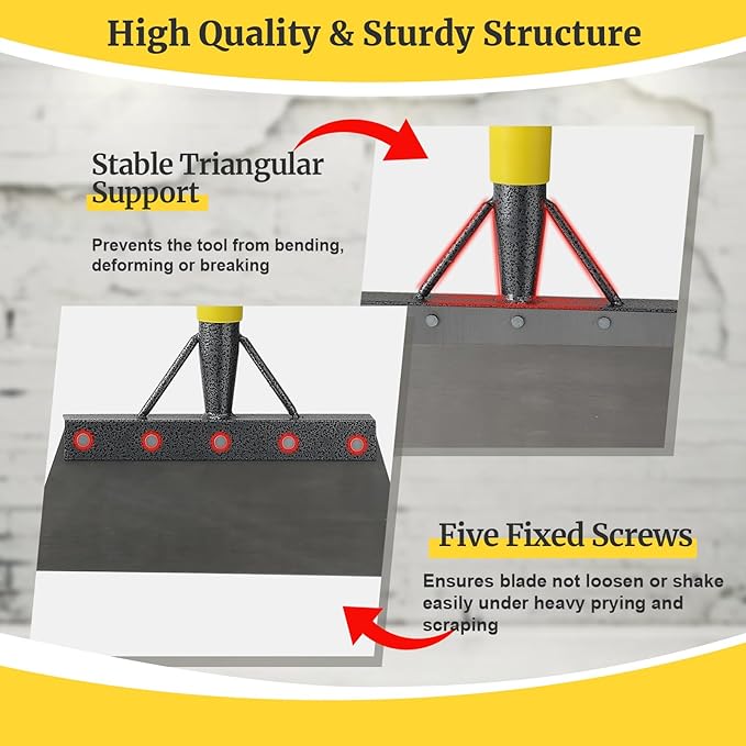 Garden Shovel: Heavy Duty Floor Scraper with Metal Sharp Blade, Multifunctional 74 inch Long Handle Flat Shovels for Edging Weeding Landscaping Lawn Tool