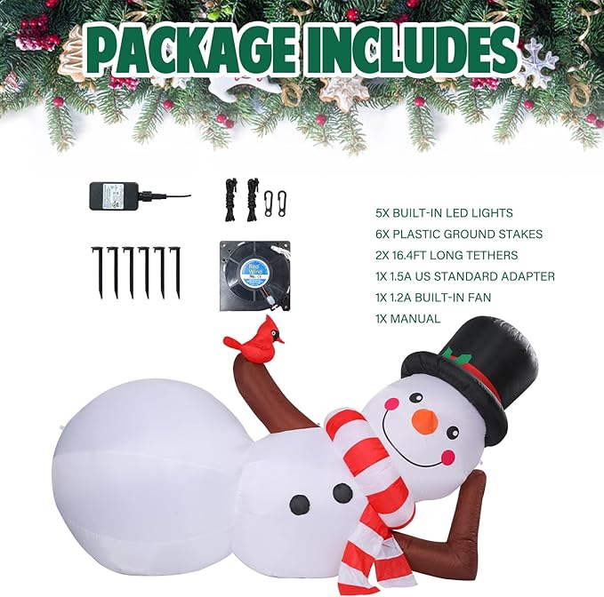 Vipush 9.8 FT Christmas Inflatable Decorations Snowman Christmas Decorations Outdoor Inflatable with LED Light, Outdoor Holiday Decor Blow Up Yard Decor