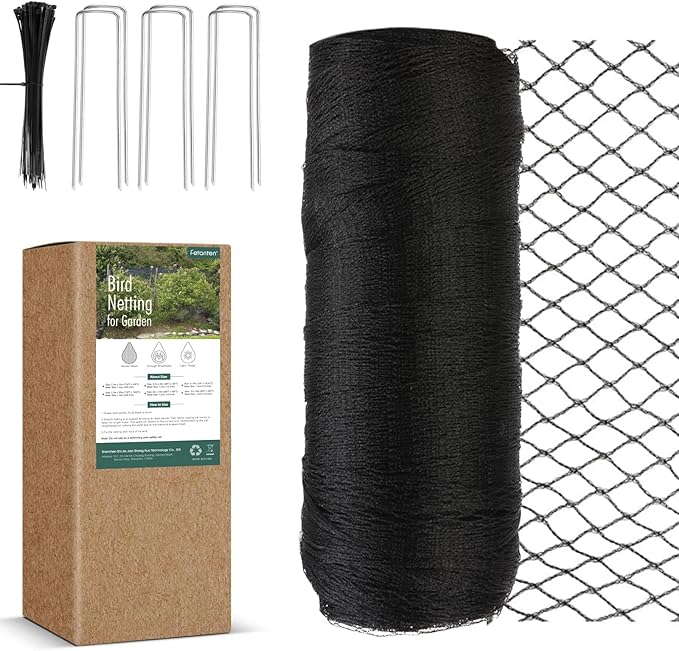 Bird Netting for Garden, Fetanten 13 x 16.5 FT Netting for Garden Protection Vegetables Fruit Trees Blueberry from Birds Deer Poultry, Heavy Duty Woven Mesh Net Animal Fencing with Ties and Staples