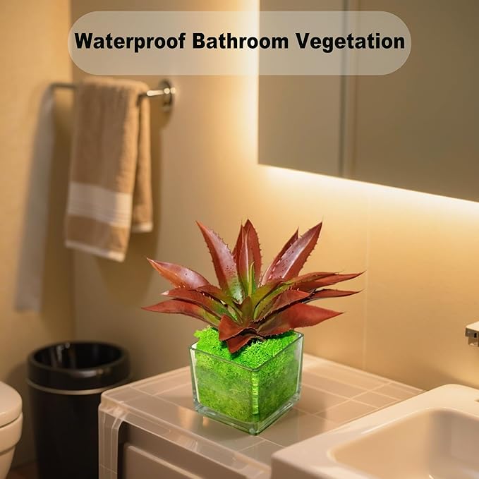Large 12.6" Artificial Succulents Aloe Plants Real Touch Fake Flowers Unpotted, Fake Agave Perfect for Home, Wedding, Festival Arrangement Fake Succulent Aloe Vera Plant (1, Green-Red)