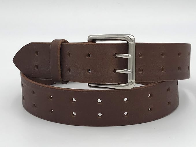 Handmade Double Hole Belt Genuine Bridle Leather 1.5 Inches Wide