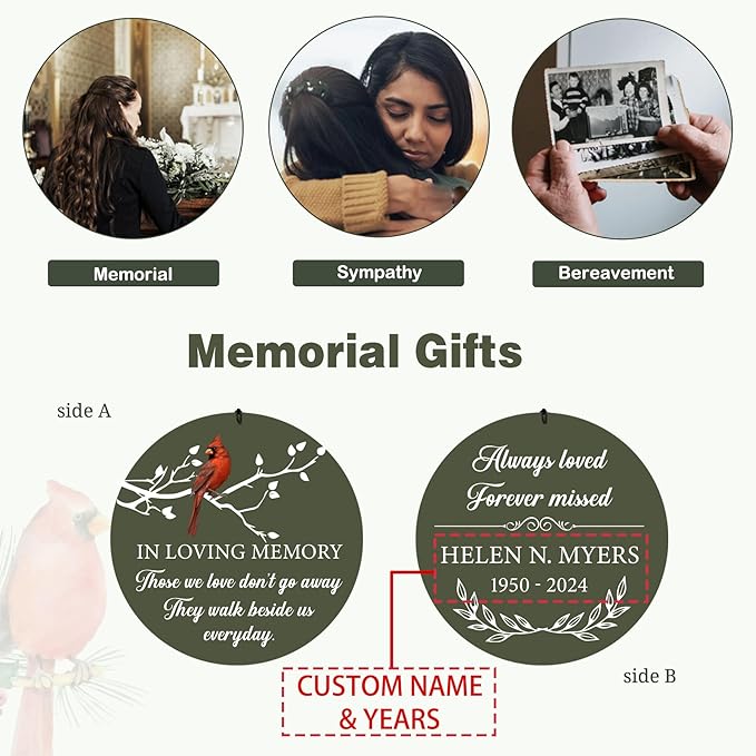 ASTARIN Cardinal Memorial Wind Chimes, 36" Personalized Name Sympathy Wind Chime, Windchimes in Memory of Loved One, Bereavement Condolence Gift for Loss Mom Dad Sister Son(Produced in USA)
