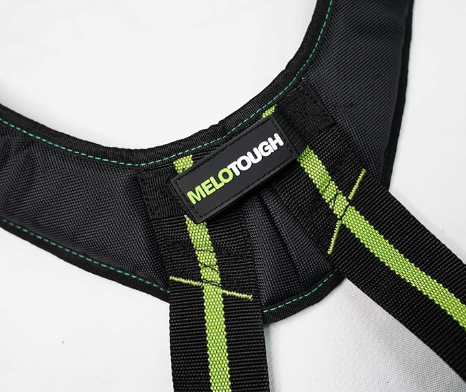 MELOTOUGH Tool Belt Suspenders Construction Work Suspenders with detachable phone holder comfortable foam shoulder padder (Oliver Green)