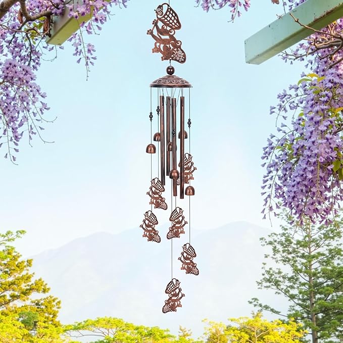 Frog Gift Wind Chimes for Outside, Outdoors Metal Windchimes with S Hook for Birthday Home Patio Porch Backyard Yard Garden Decoration, Sympathy Memorial Frog Gifts for Women Men Mom Grandma