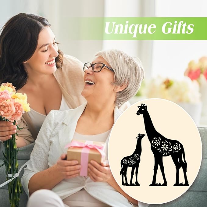 Giraffe Metal Garden Stakes Decorative,Giraffe Gifts for Women/Men/Giraffe Lovers Gifts,Black Giraffe Silhouette Statues Garden Decor for Outside,Outdoor Decor,Yard Art,Patio,Lawn Ornaments