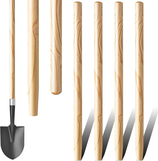 Menkxi 4 Pcs Wooden Shovel Handle Replacement for Long Handle Shovels Garden Tool (41")