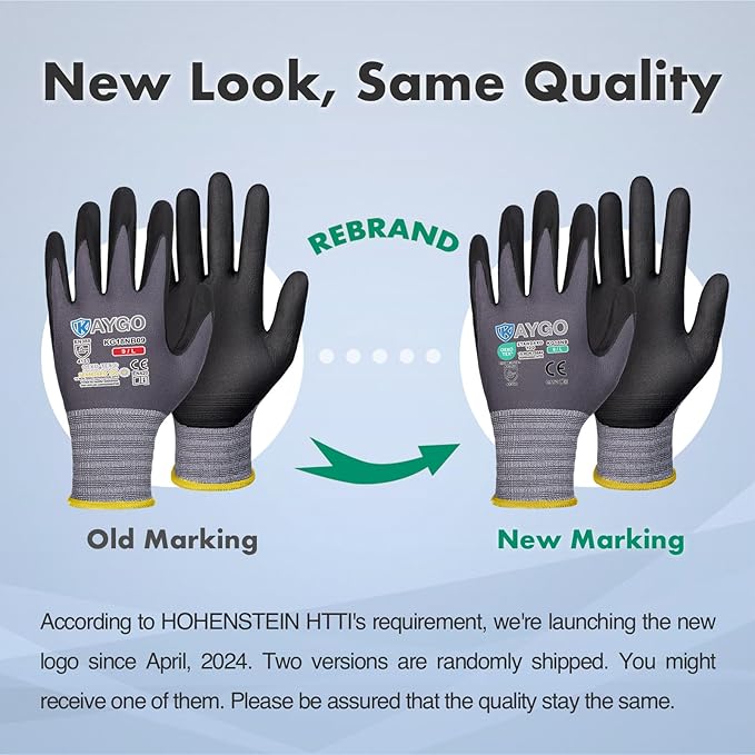 KAYGO Safety Work Gloves MicroFoam Nitrile Coated, 3 Pairs KG18NB,Seamless Knit Nylon Glove for Men and Women, Ideal for Automotive,Warehouse,Construction (Small,Gray)