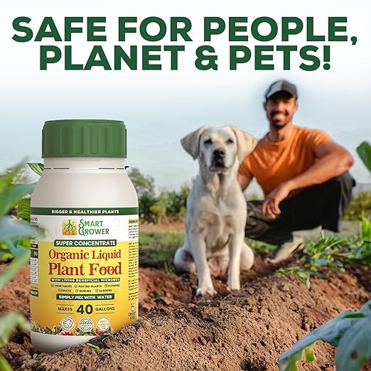 Organic Liquid Plant Food for Indoor Plants & Gardens, Natural NPK Fertilizer w/Beneficial Microbes, Rapid Results, Vegan, Best Value Super Concentrate, Smart Grower, Makes 40 Gallons (8 Fl Oz)