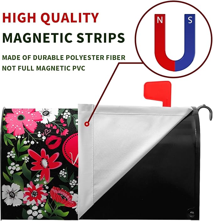 Happy Valentines Day Mailbox Covers Magnetic Standard Size Valentine Mailbox Post Cover Red Heart Truck Floral Flower Valentine's Day Mailbox Decor Waterproof Mail Box Wraps 21 * 18 Inch