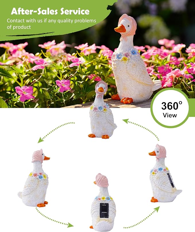 Nacome Solar Goose Outdoor Statues for Garden: Outside Decor with Glowing Flower Clearance for Porch Yard Art Lawn Ornaments Patio Balcony - Birthday Gifts for Women Mom Grandma(White)