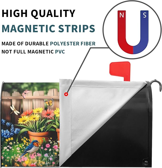 Spring Flowers Magnetic Mailbox Cover Bird Floral Mailbox Covers Magnetic Standard Size 21 X 25.5 Inch Sunflower Mailbox Post Cover Mailbox Wraps Mailbox Decor for Home Garden Outdoor Yard