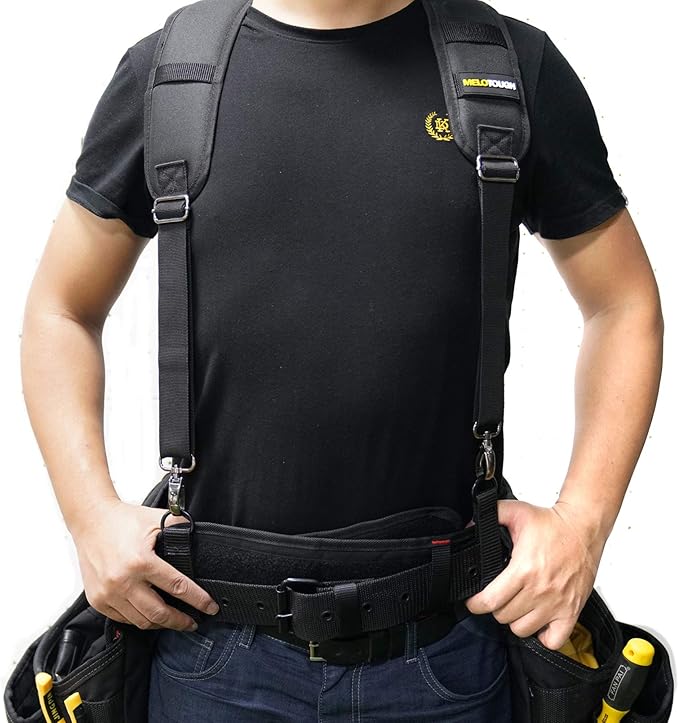 MELOTOUGH Construction Work Belt Padded Suspender Tool Belt Suspenders for Electrican Heavy Duty Big and Tall