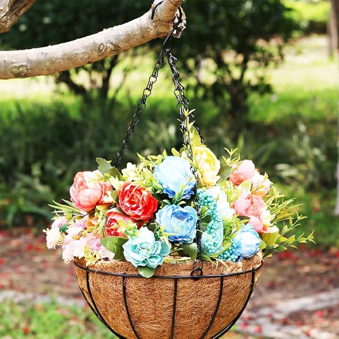 2PCS Hanging Basket Liners Coco Liner 18 Inch Round Coconut Coir Basket for Plants Replacement for Hanging Basket 100% Natural Coconut Fiber Plant Basket Liner for Garden Planter Flower Pot